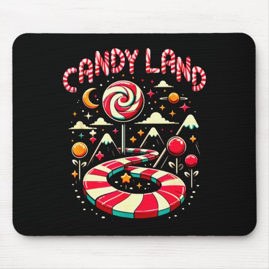 Weihnachts-Candy-Land-Regenbogenpfad-Candy-Cane-Fr Mousepad (Vorne)