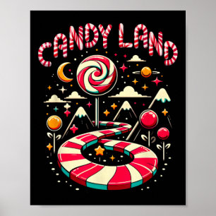 Weihnachts-Candy-Land-Regenbogenpfad-Zuckerrohr-Fr Poster