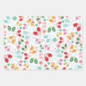 Weihnachts Candy Mittens Red Green Pink Muster Geschenkpapier Set (Vorderseite)