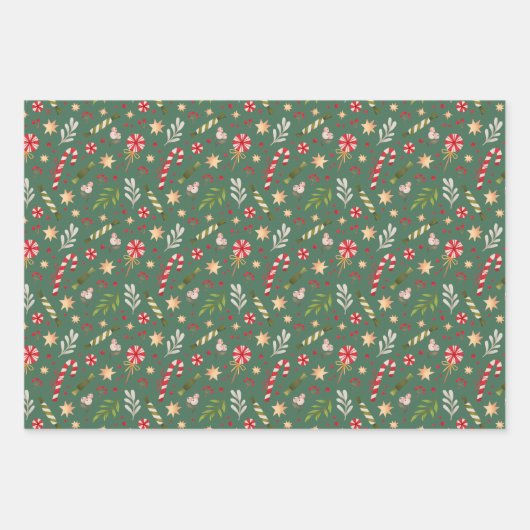 Weihnachts-Candy-Muster koordiniert Geschenkpapier Set (Vorderseite 3)