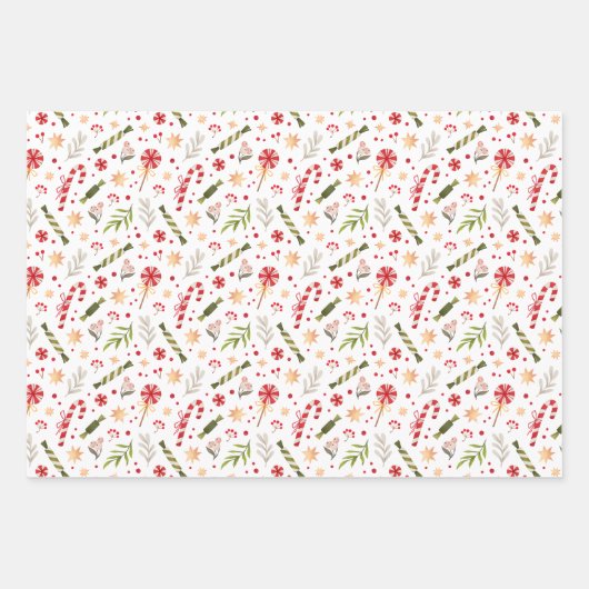 Weihnachts-Candy-Muster koordiniert Geschenkpapier Set (Vorderseite 2)