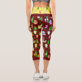 Weihnachts Candy Pattern Red Background Capri Leggings (Rückseite)