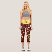 Weihnachts Candy Pattern Red Background Capri Leggings (Vorderseite)
