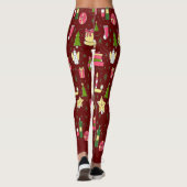 Weihnachts Candy Pattern Red Background Leggings (Rückseite)