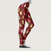 Weihnachts Candy Pattern Red Background Leggings (Rechts)