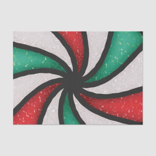Weihnachts-Candy Peppermint Mint gestettetes Glas Seidenpapier (Vorderseite)