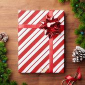 Weihnachts Candy Red Stripes Custom Gold Text Geschenkpapier