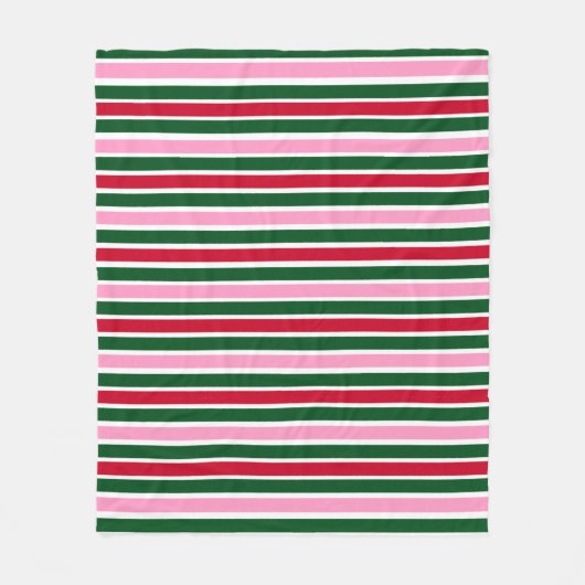 Weihnachts-Candy-Streifen in Rosa Grün und Rot Fleecedecke (Vorderseite)