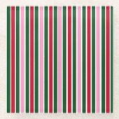 Weihnachts-Candy-Streifen in Rosa Grün und Rot Glasuntersetzer (Vorderseite)