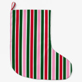 Weihnachts-Candy-Streifen in Rosa Grün und Rot Großer Weihnachtsstrumpf (Vorderseite)
