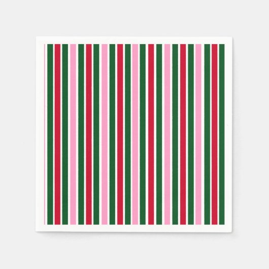Weihnachts-Candy-Streifen in Rosa Grün und Rot Serviette (Vorderseite)