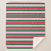 Weihnachts-Candy-Streifen in Rosa Grün und Rot Sherpadecke (Vorderseite)