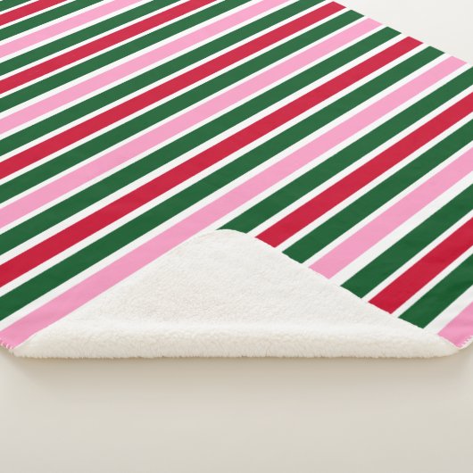 Weihnachts-Candy-Streifen in Rosa Grün und Rot Sherpadecke (3/4)