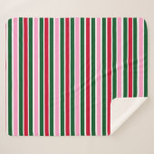 Weihnachts-Candy-Streifen in Rosa Grün und Rot Sherpadecke (Vorderseite (Horizontal))