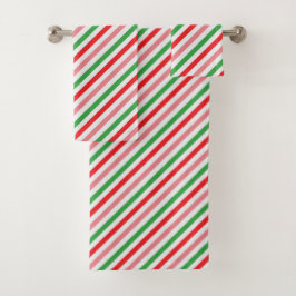 Weihnachts-Candy Stripe Badezimmer Badhandtuch Set