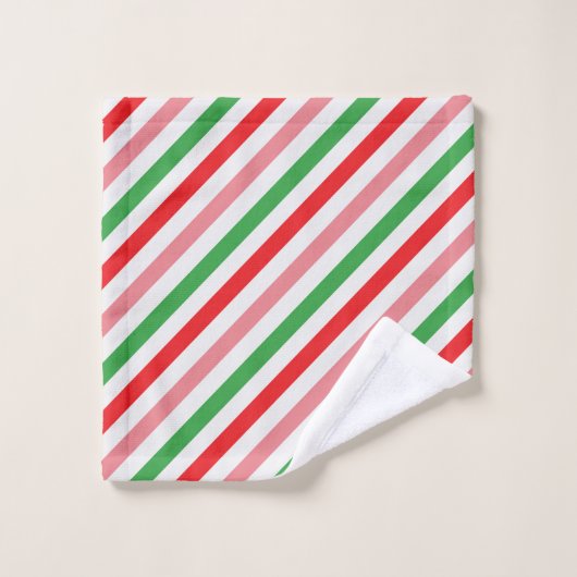 Weihnachts-Candy Stripe Badezimmer Badhandtuch Set (Waschlappen)