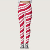 Weihnachts-Candy Striped Red and White Holiday Leggings (Vorderseite)