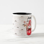 Weihnachts-Candycane-Gnome in Schokolade-Tasse Zweifarbige Tasse (VorderseiteRechts)