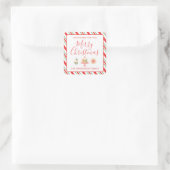 Weihnachts-Candycane-selbstgebackene Waren Quadratischer Aufkleber (Tasche)