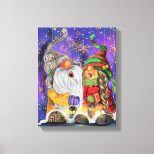 Weihnachts-Canvas drucken Geschenk mit Happy Gnome Leinwanddruck