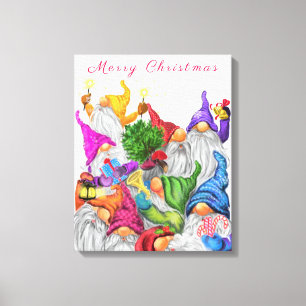 Weihnachts-Canvas drucken Geschenke Gnomes Party C Leinwanddruck