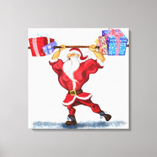 Weihnachts-Canvas Print Bodybuilder Santa mit Gesc Leinwanddruck