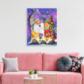 Weihnachts-Canvas Print Couple Gnomes Gesang Leinwanddruck (Insitu (Wohnzimmer))