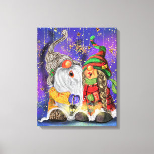 Weihnachts-Canvas Print Couple Gnomes Gesang Leinwanddruck