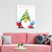 Weihnachts-Canvas Print Gnome mit Geschenk Leinwanddruck (Insitu (Wohnzimmer))