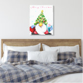 Weihnachts-Canvas Print Gnome mit Geschenk Leinwanddruck (Insitu (Schlafzimmer))