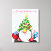 Weihnachts-Canvas Print Gnome mit Geschenk Leinwanddruck (Vorderseite)