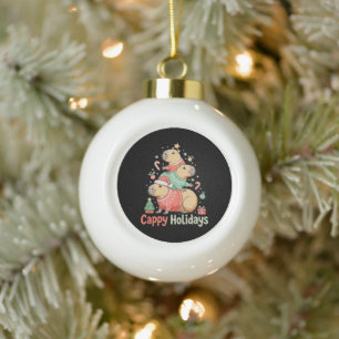 Weihnachts-Cappy-Capybara-Weihnachtsbaum-Urlaubsze Keramik Kugel-Ornament