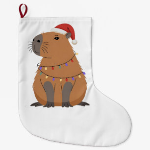 Weihnachts-Capybara mit Santa-Hut Xmas-Lichter Großer Weihnachtsstrumpf