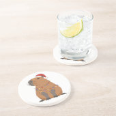 Weihnachts-Capybara mit Santa-Mütze Xmas-Lichter Getränkeuntersetzer (Seite)