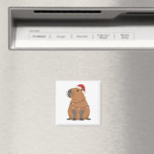 Weihnachts-Capybara mit Santa-Mütze Xmas-Lichter Magnet (In Situ (Geschirrspüler))