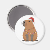 Weihnachts-Capybara mit Santa-Mütze Xmas-Lichter Magnet (Vorderseite/Rückseite)