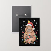 Weihnachts Capybara mit Weihnachtsmannmütze Xmas L Button (Vorderseite/Rückseite)