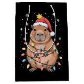 Weihnachts Capybara mit Weihnachtsmannmütze Xmas L Mittlere Geschenktüte (Vorderseite)