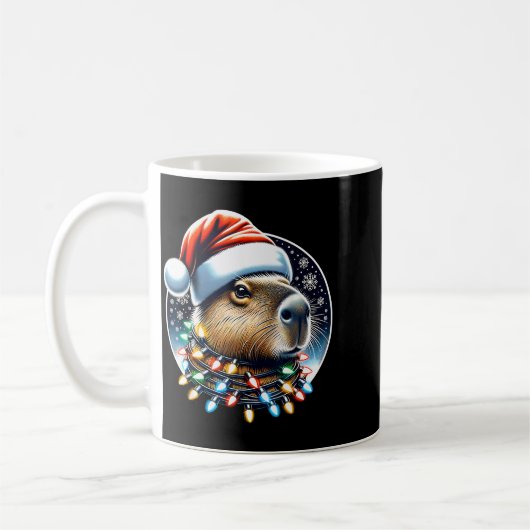 Weihnachts-Capybara-Santa-Hut Xmas-Lichter Männer Kaffeetasse (Links)