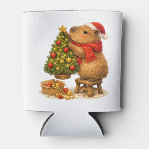 Weihnachts-Capybara schmückt Baum Dosenkühler