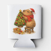 Weihnachts-Capybara schmückt Baum Dosenkühler (Rückseite)