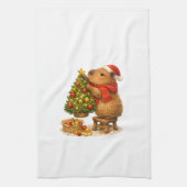 Weihnachts-Capybara schmückt Baum Geschirrtuch (Vertikal)