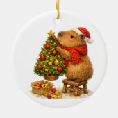 Weihnachts-Capybara schmückt Baum Keramik Ornament (Hinten)