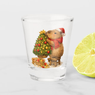 Weihnachts-Capybara schmückt Baum Schnapsglas