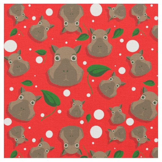 Weihnachts Capybara Stoff (Nahaufnahme)