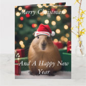 Weihnachts-Capybara, Weihnachtskarte Karte (Gelbe Blume)