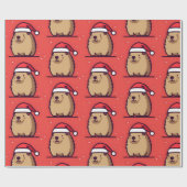 Weihnachts-Capybara-Weihnachtsmannmütze Geschenkpapier (Flach)