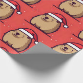 Weihnachts-Capybara-Weihnachtsmannmütze Geschenkpapier (Ecke)