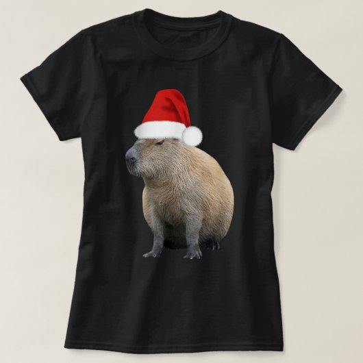 Weihnachts-Capybara-Weihnachtsmannmütze T-Shirt (Design vorne)