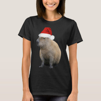 Weihnachts-Capybara-Weihnachtsmannmütze T-Shirt